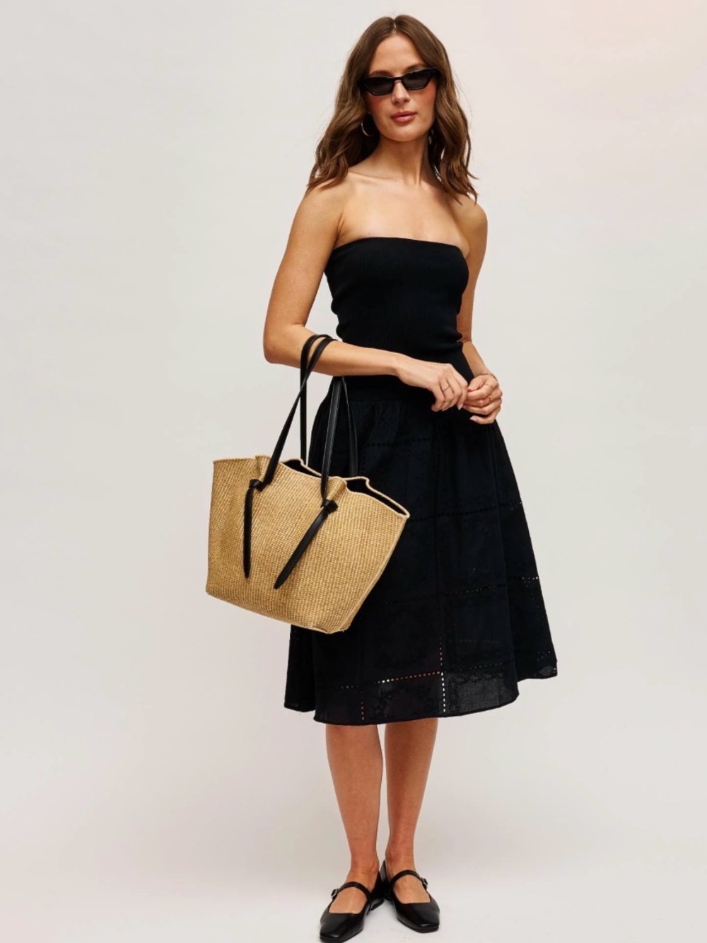Urban Expressions Black Straw-Trim Tote
